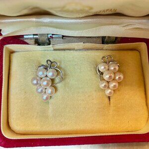 Vintage Pearl Grape Cluster Earrings